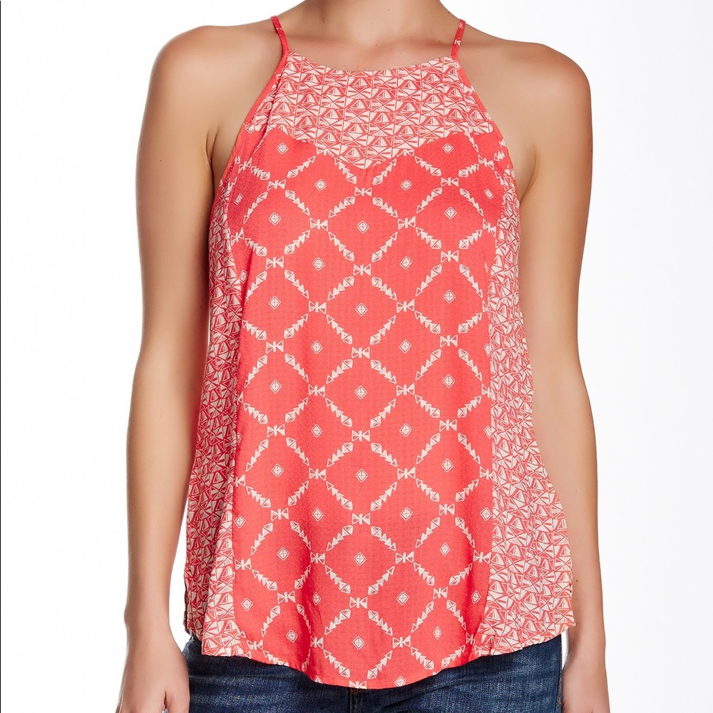 LUCKY BRAND Mixed Print Halter Top. Size L